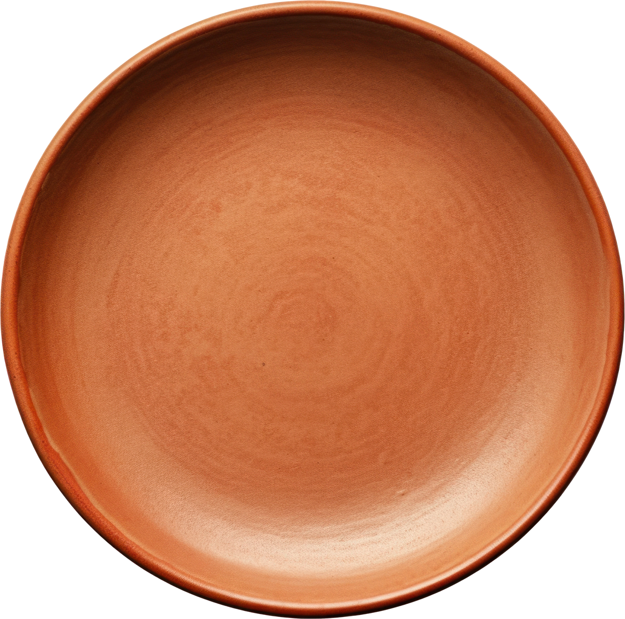 Top view of empty brown plate isolated.